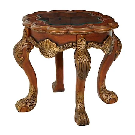 Noble Bark End Table with Curved Legs and Elegant Furniture Style